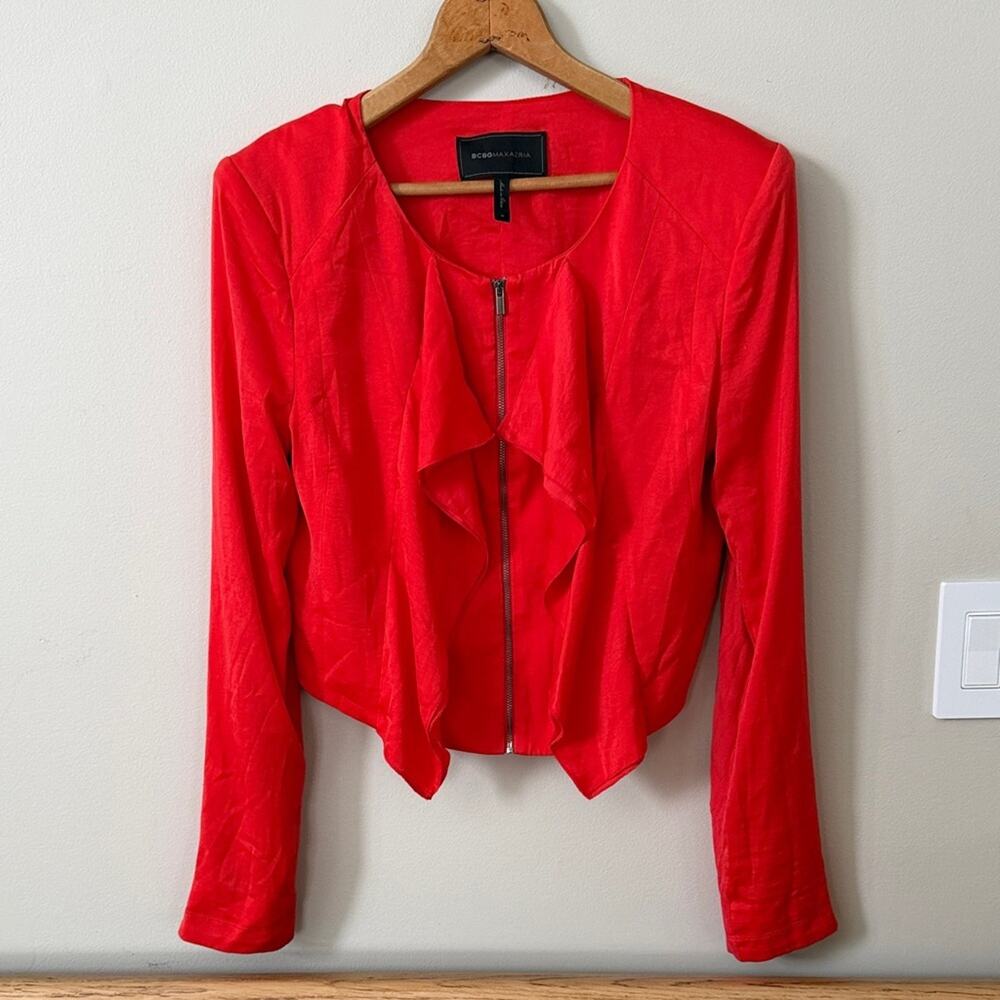 BCBGMaxAzria Vibrant Red Holiday shoulder pad jacket Size M